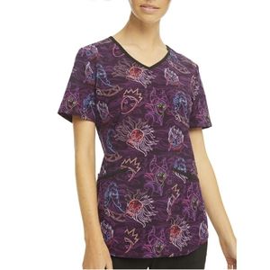 Disney Villians V -neck print scrub top